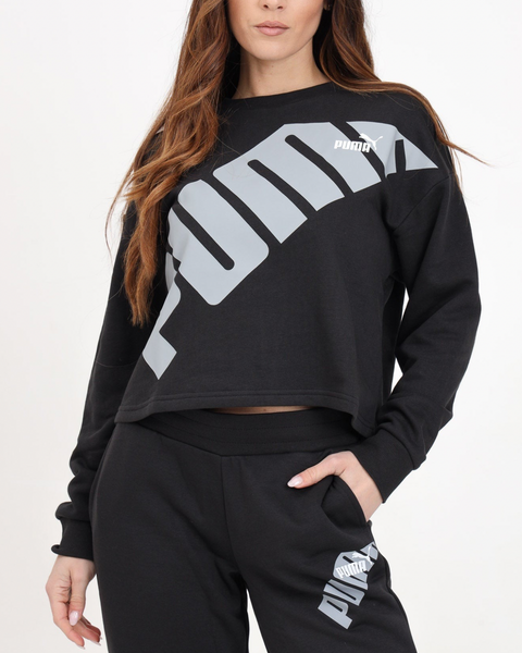 Black puma power crew women's sweatshirt