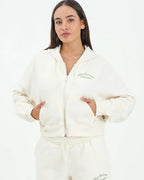 NEW BALANCE felpa con zip panna da donna con interno felpato