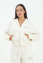 NEW BALANCE felpa con zip panna da donna con interno felpato